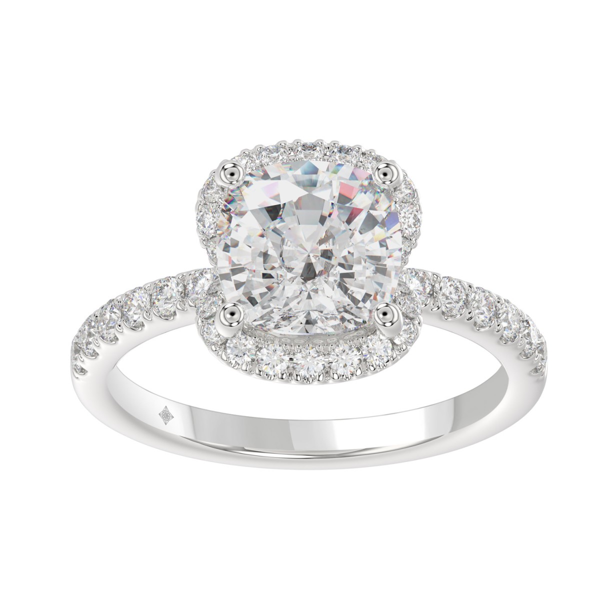 14K WHITE GOLD 4 1/2CT ROUND/CUSHION DIAMOND LADIE...