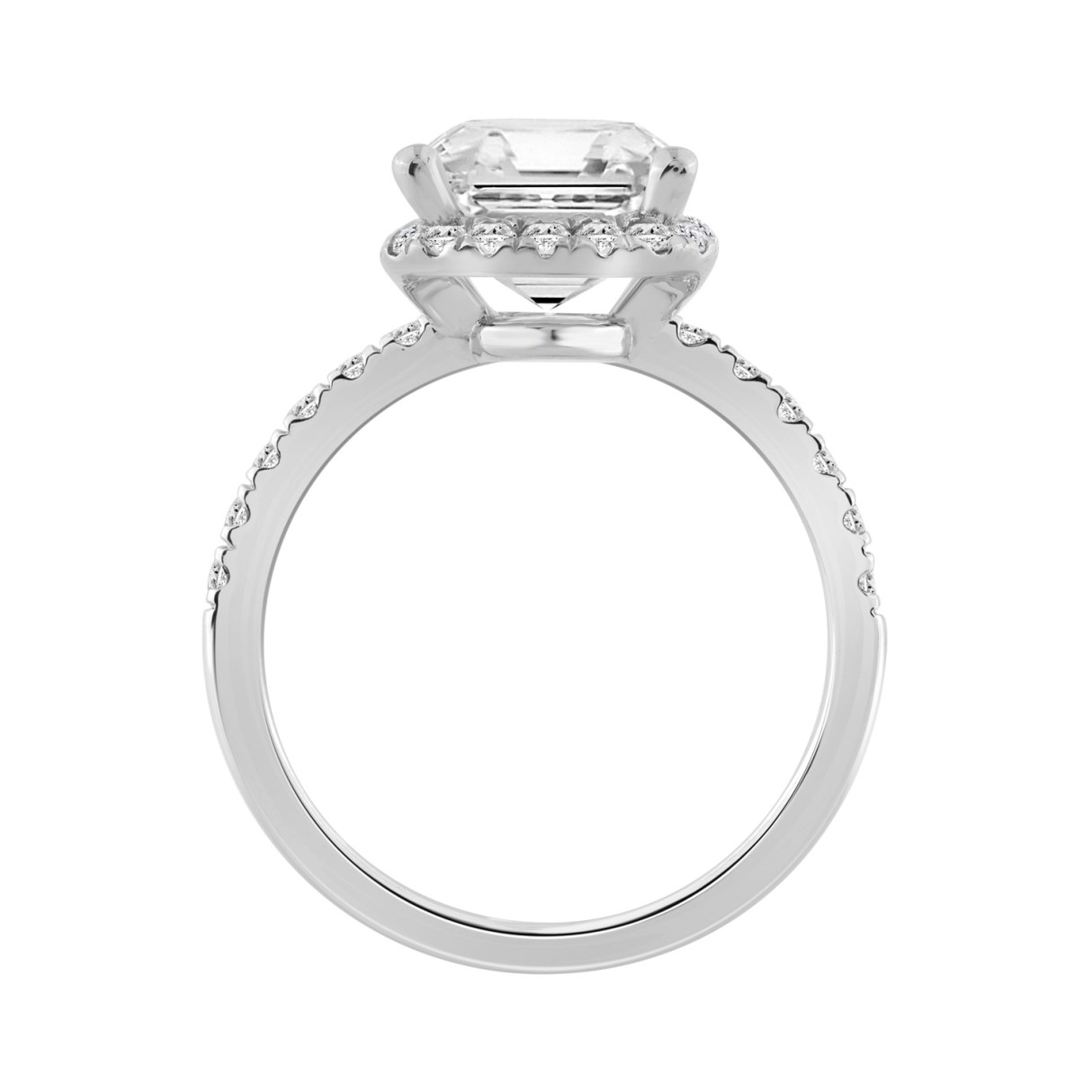 14K WHITE GOLD 4 1/2CT ROUND/CUSHION DIAMOND LADIES RING (CENTER STONE CUSHION DIAMOND 4CT)