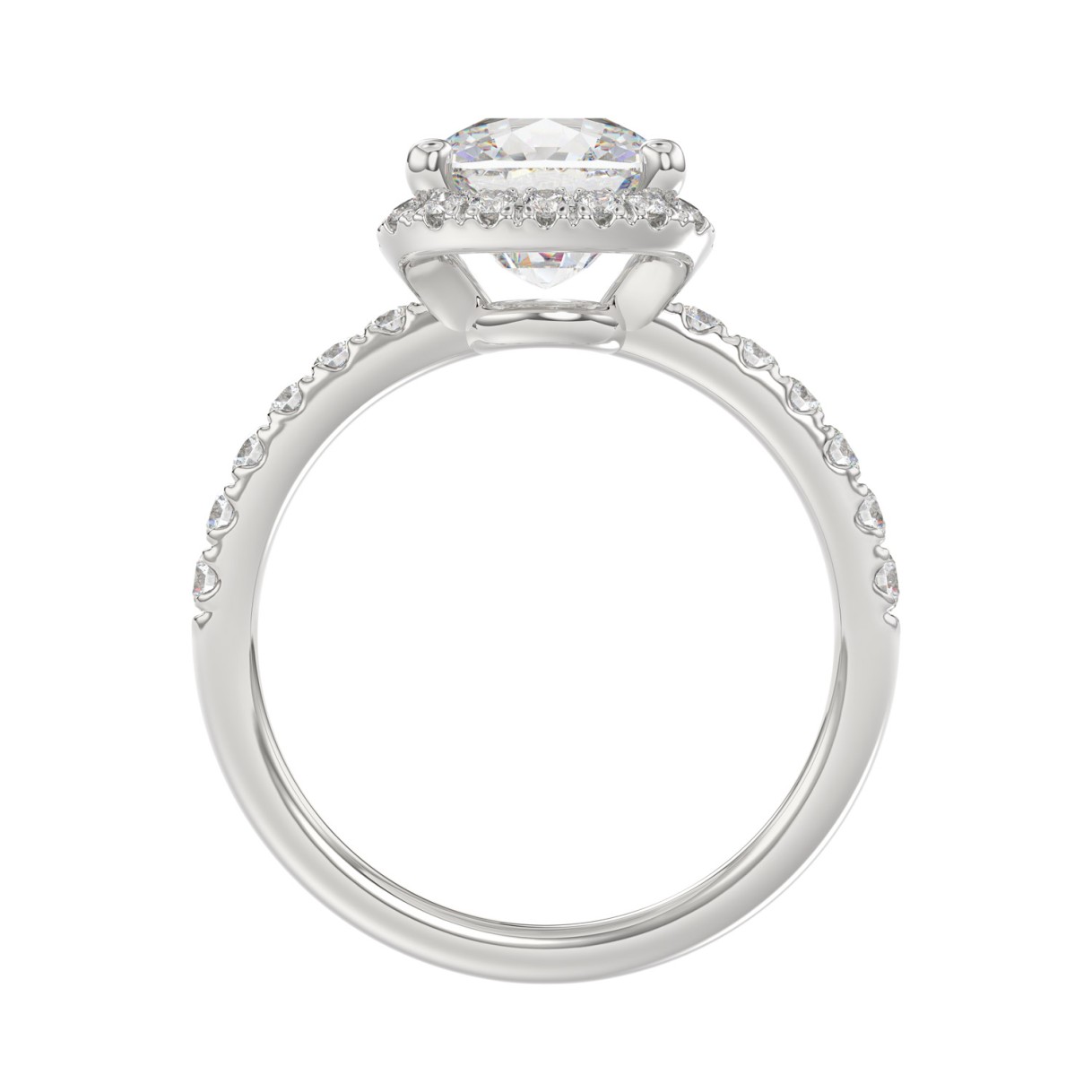 14K WHITE GOLD 4 1/2CT ROUND/CUSHION DIAMOND LADIES RING (CENTER STONE CUSHION DIAMOND 4CT & Color F-G Clarity VS1/VS2)