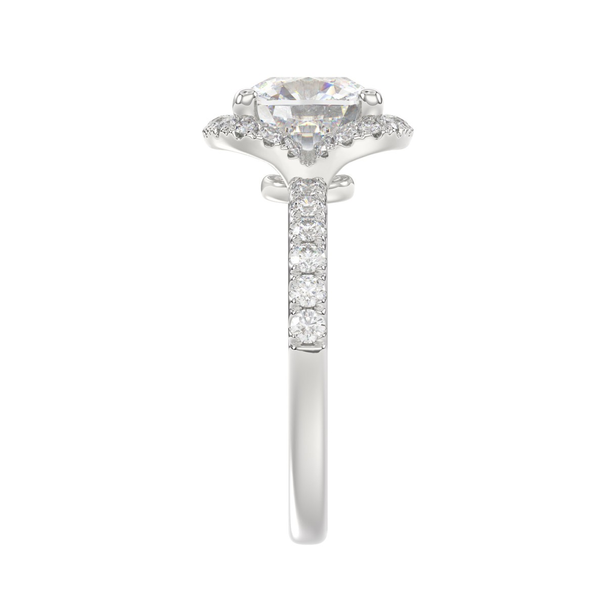 14K WHITE GOLD 4 1/2CT ROUND/CUSHION DIAMOND LADIES RING (CENTER STONE CUSHION DIAMOND 4CT & Color F-G Clarity VS1/VS2)