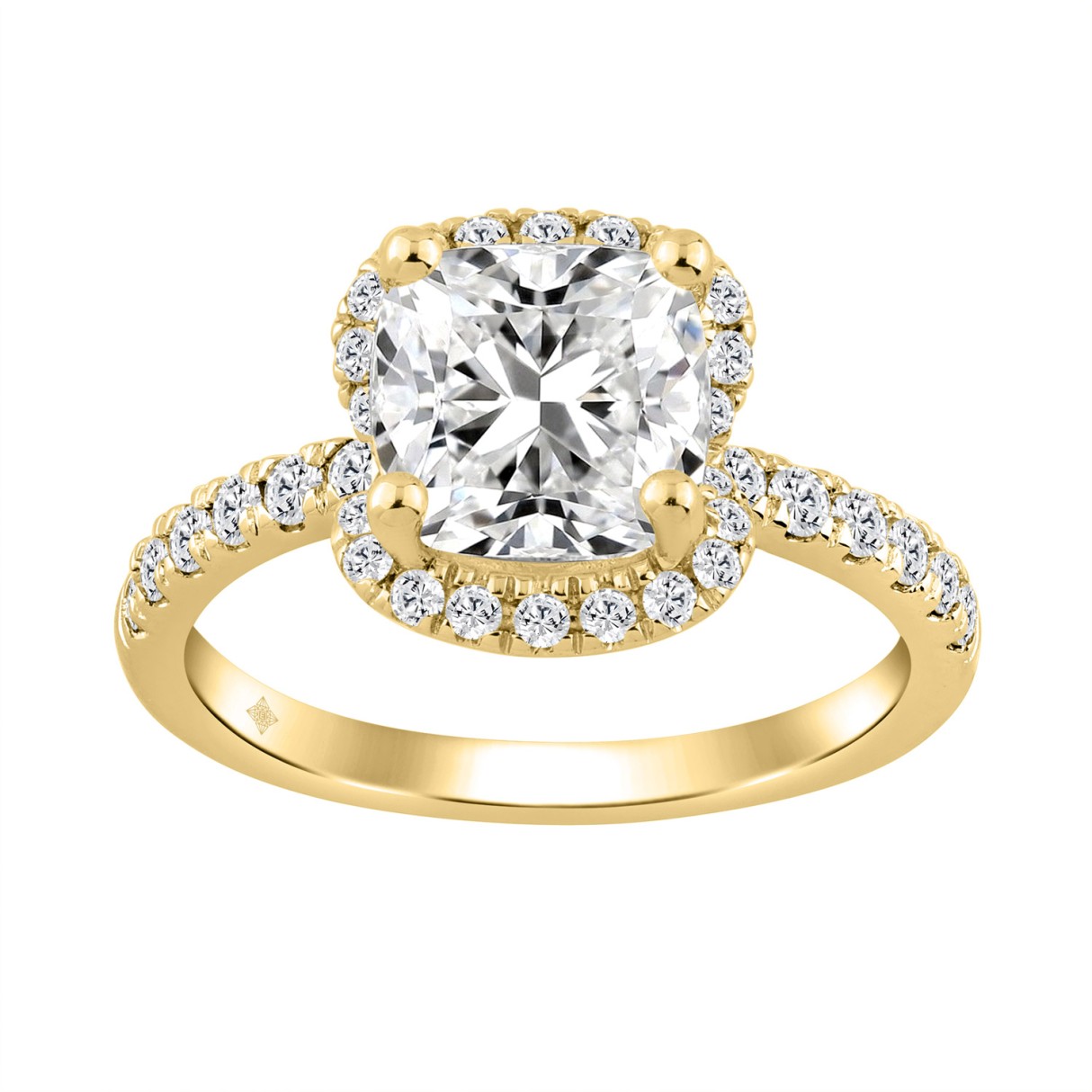 14K YELLOW GOLD 4 1/2CT ROUND/CUSHION DIAMOND LADIES RING (CENTER STONE CUSHION DIAMOND 4CT)