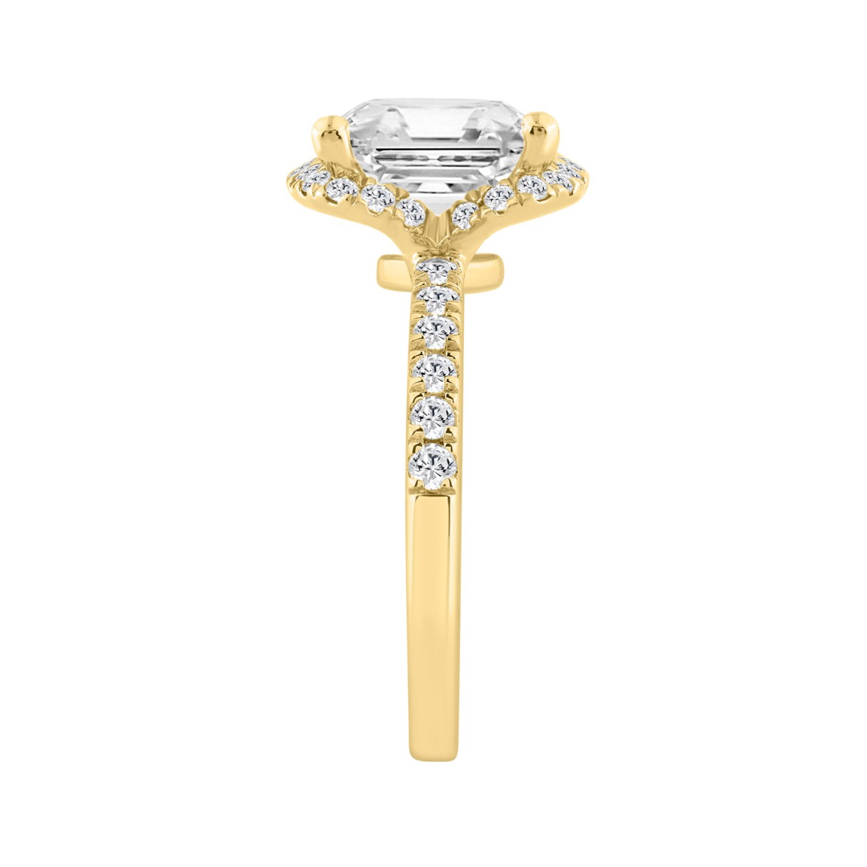 14K YELLOW GOLD 4 1/2CT ROUND/CUSHION DIAMOND LADIES RING (CENTER STONE CUSHION DIAMOND 4CT)