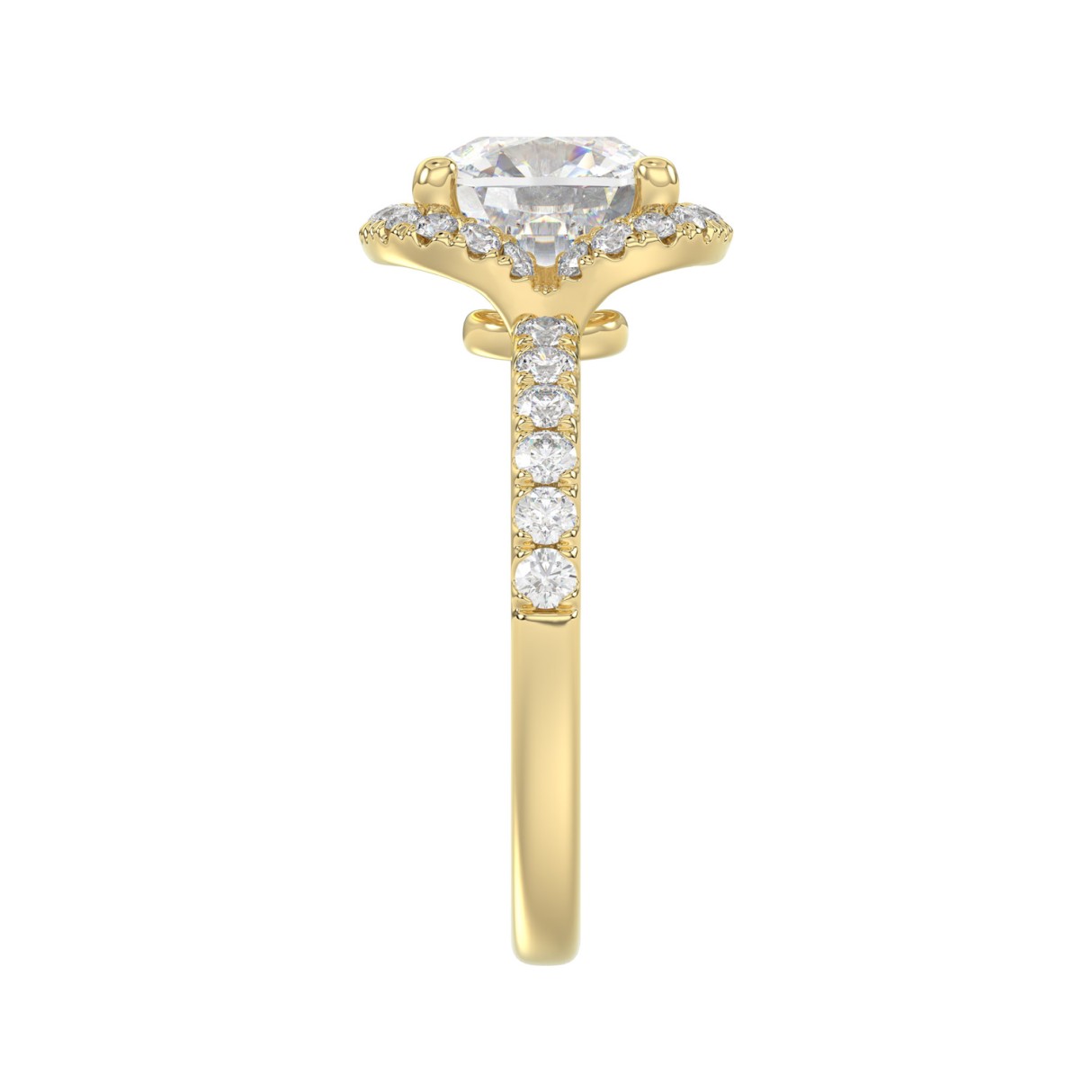 14K YELLOW GOLD 4 1/2CT ROUND/CUSHION DIAMOND LADIES RING (CENTER STONE CUSHION DIAMOND 4CT & Color F-G Clarity VS1/VS2)
