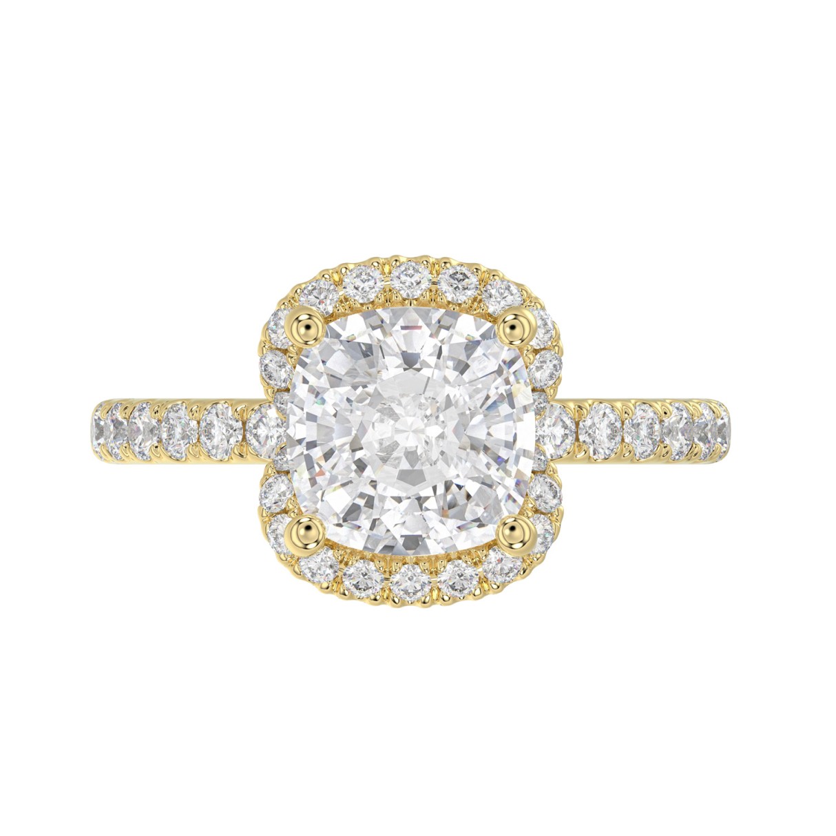 14K YELLOW GOLD 4 1/2CT ROUND/CUSHION DIAMOND LADIES RING (CENTER STONE CUSHION DIAMOND 4CT & Color F-G Clarity VS1/VS2)