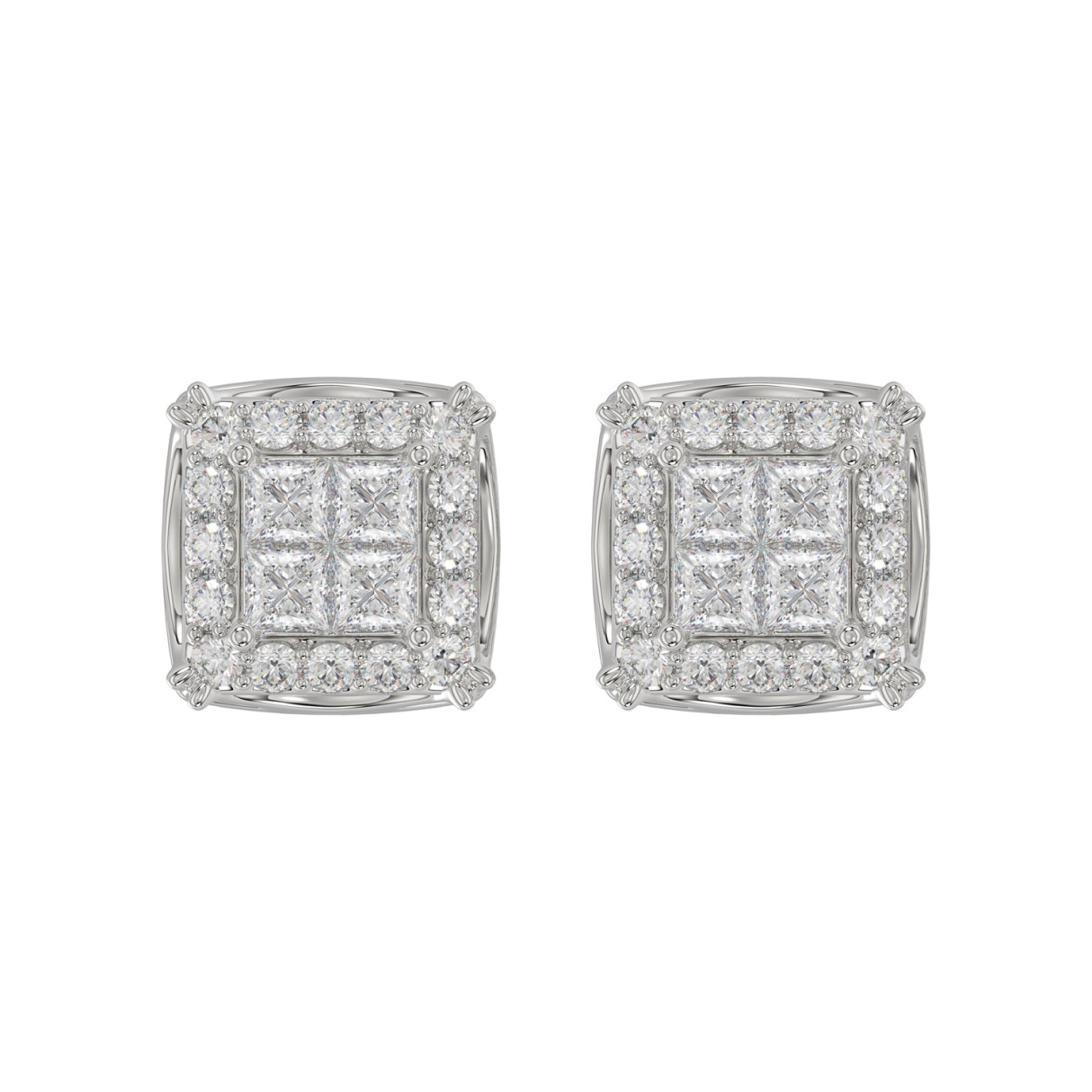 10K WHITE GOLD 1.00CT ROUND DIAMOND LADIES EARRING...