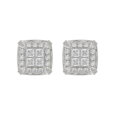 10K WHITE GOLD 1.00CT ROUND DIAMOND LADIES EARRINGS