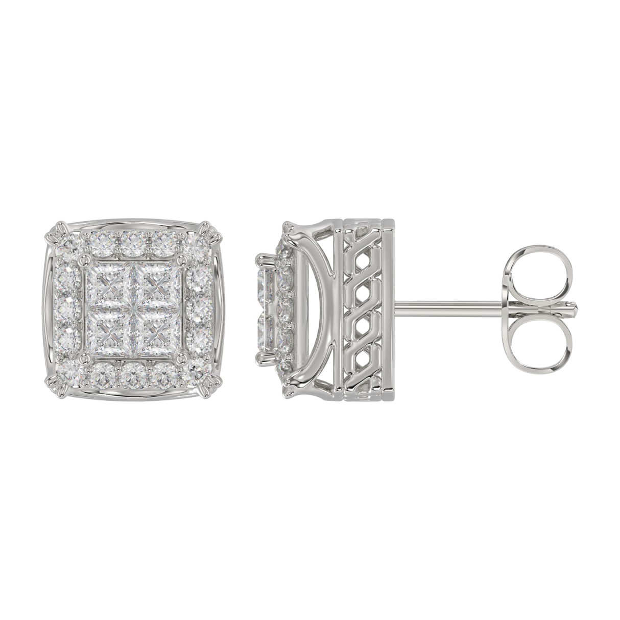 10K WHITE GOLD 1.00CT ROUND DIAMOND LADIES EARRINGS