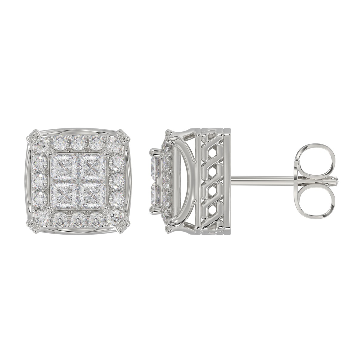 10K WHITE GOLD 1.00CT ROUND DIAMOND LADIES EARRINGS