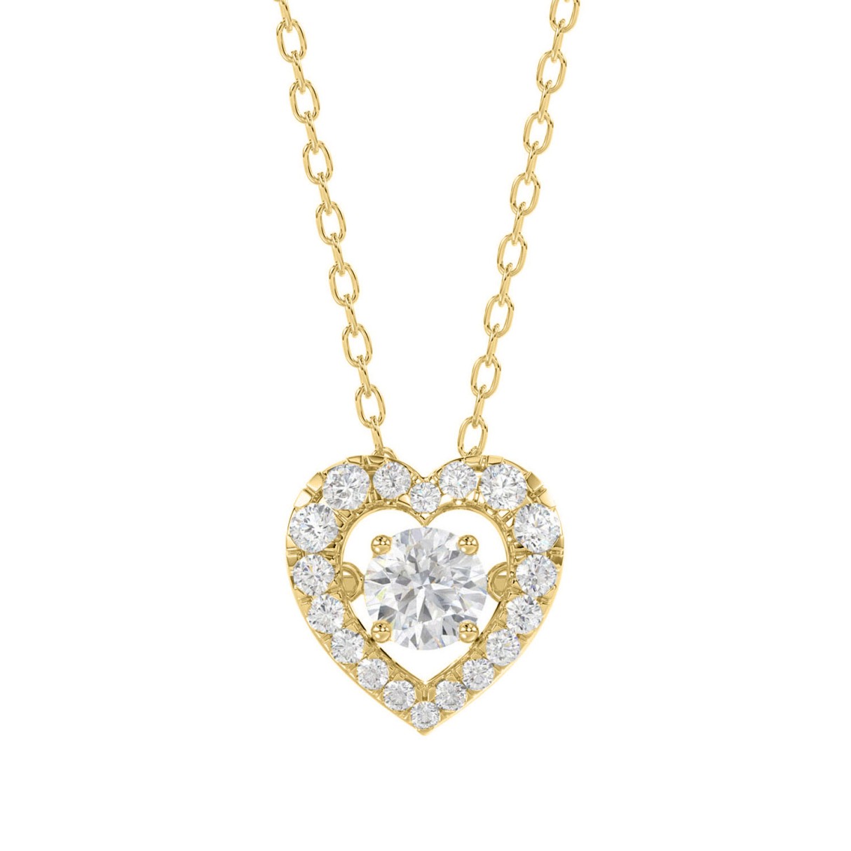 10K Yellow Gold Diamond Heart Necklace for Women 3...