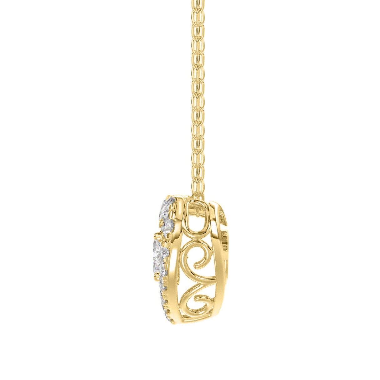 10K Yellow Gold Diamond Heart Necklace for Women 3/4CT Round Diamond Heart Necklace, Elegant Fine Jewelry Gift