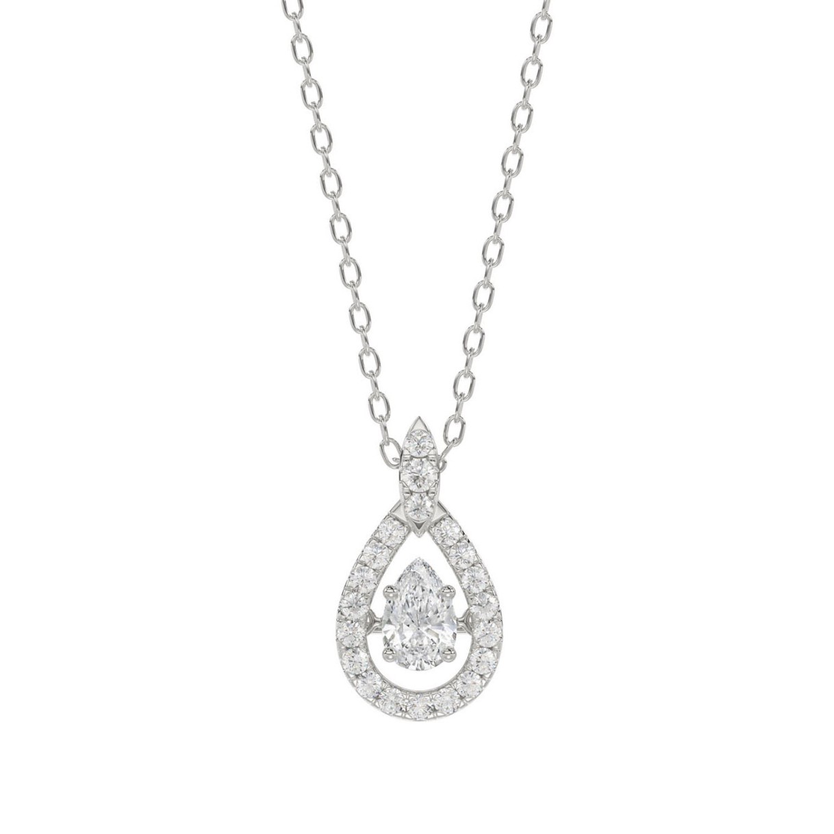10K WHITE GOLD 3/4CT ROUND/PEAR DIAMOND LADIES PEN...