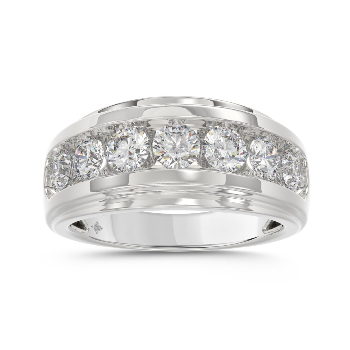 10K WHITE GOLD 2.00CT ROUND DIAMOND MEN'S BAND...