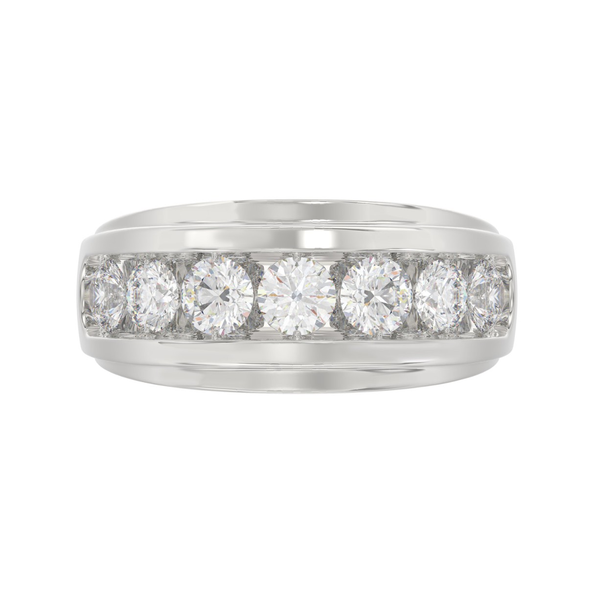 10K WHITE GOLD 2.00CT ROUND DIAMOND MEN'S BAND