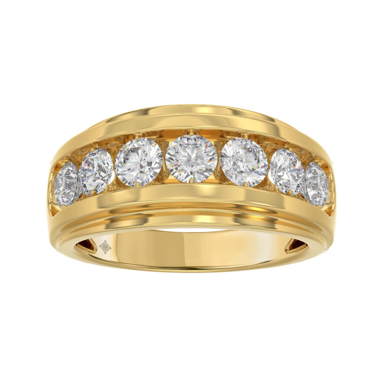 10K YELLOW GOLD 2.00CT ROUND DIAMOND MEN'S BAND...