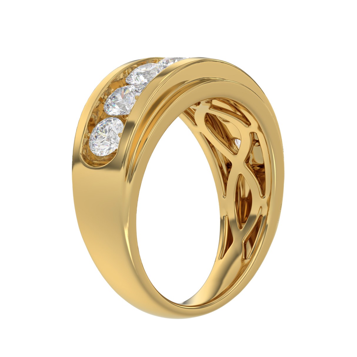 10K YELLOW GOLD 2.00CT ROUND DIAMOND MEN'S BAND
