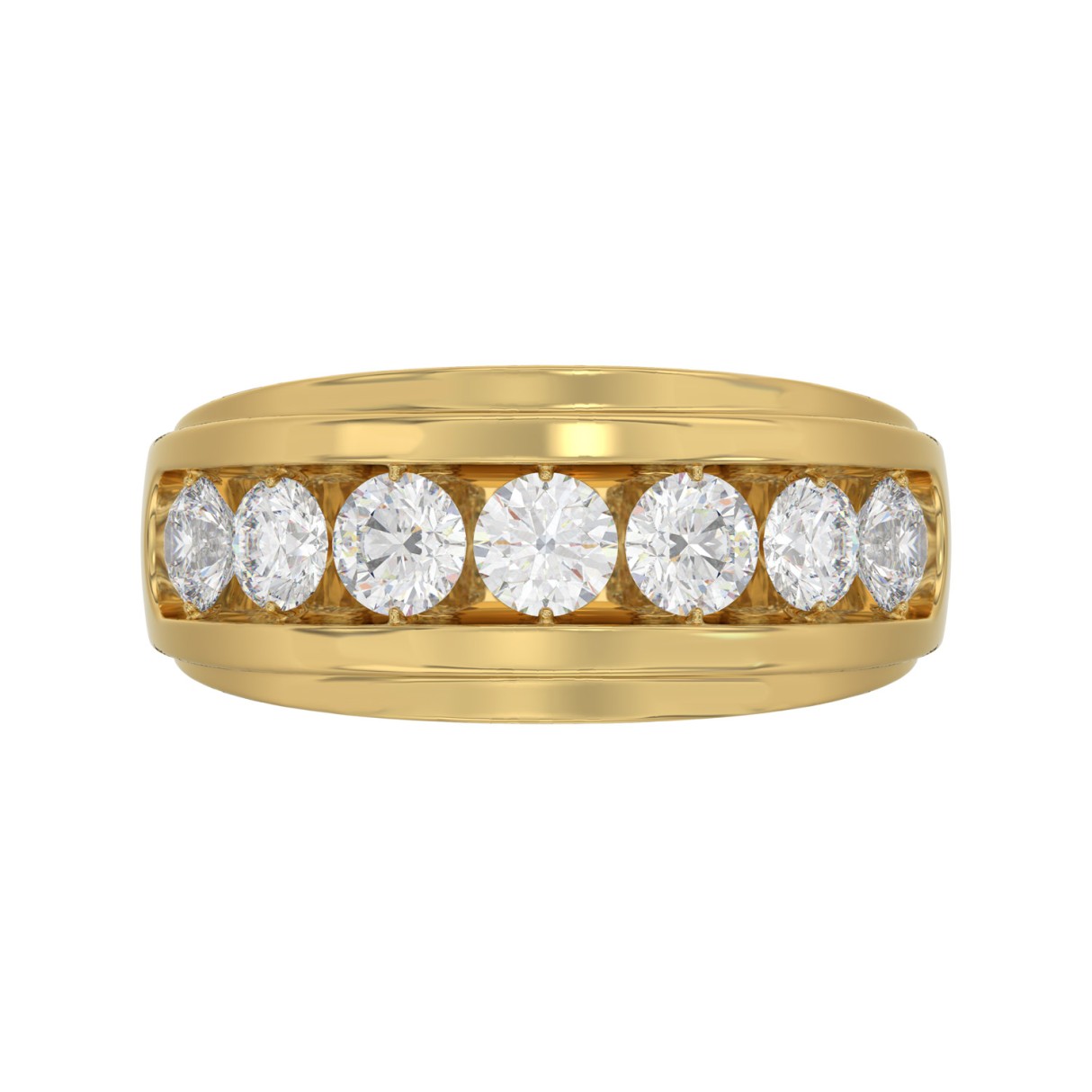 10K YELLOW GOLD 2.00CT ROUND DIAMOND MEN'S BAND