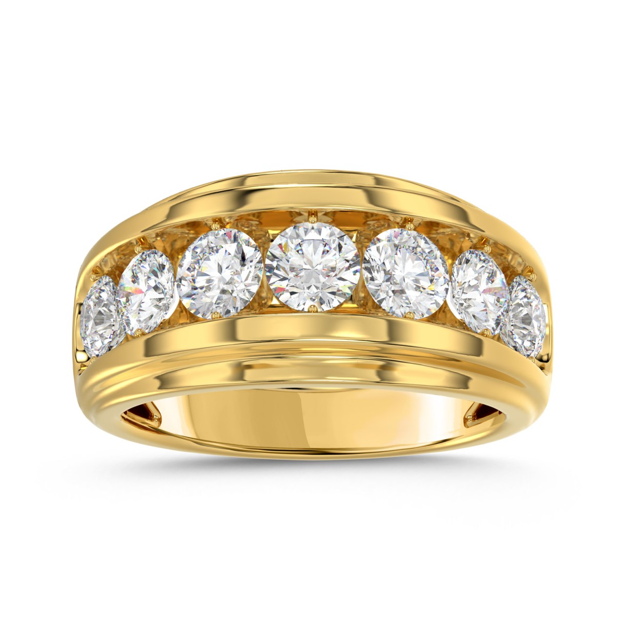 10K YELLOW GOLD 3.00CT ROUND DIAMOND MEN'S RING...