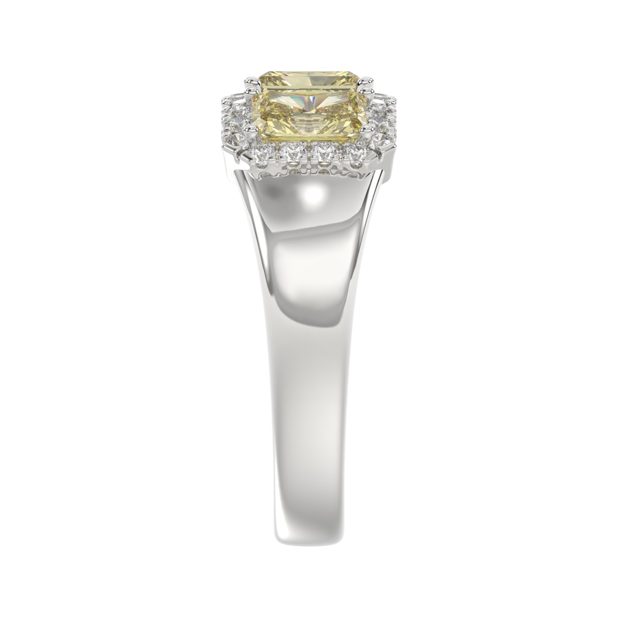 14K WHITE GOLD 1 1/2CT ROUND/YELLOW RADIANT DIAMOND LADIES RING