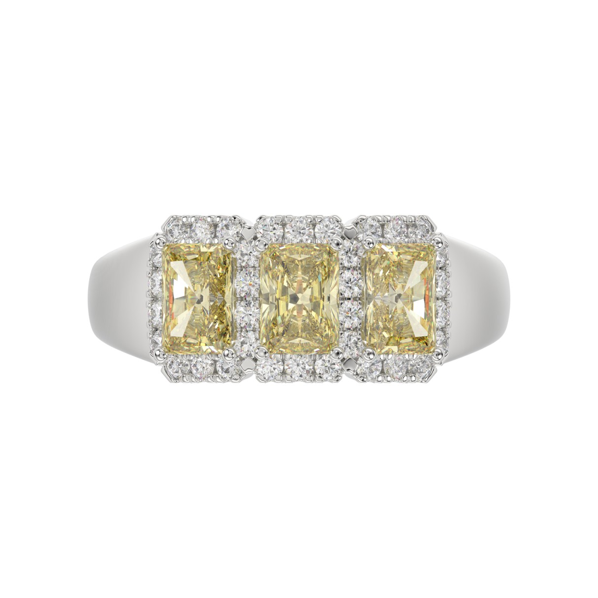 14K WHITE GOLD 1 1/2CT ROUND/YELLOW RADIANT DIAMOND LADIES RING