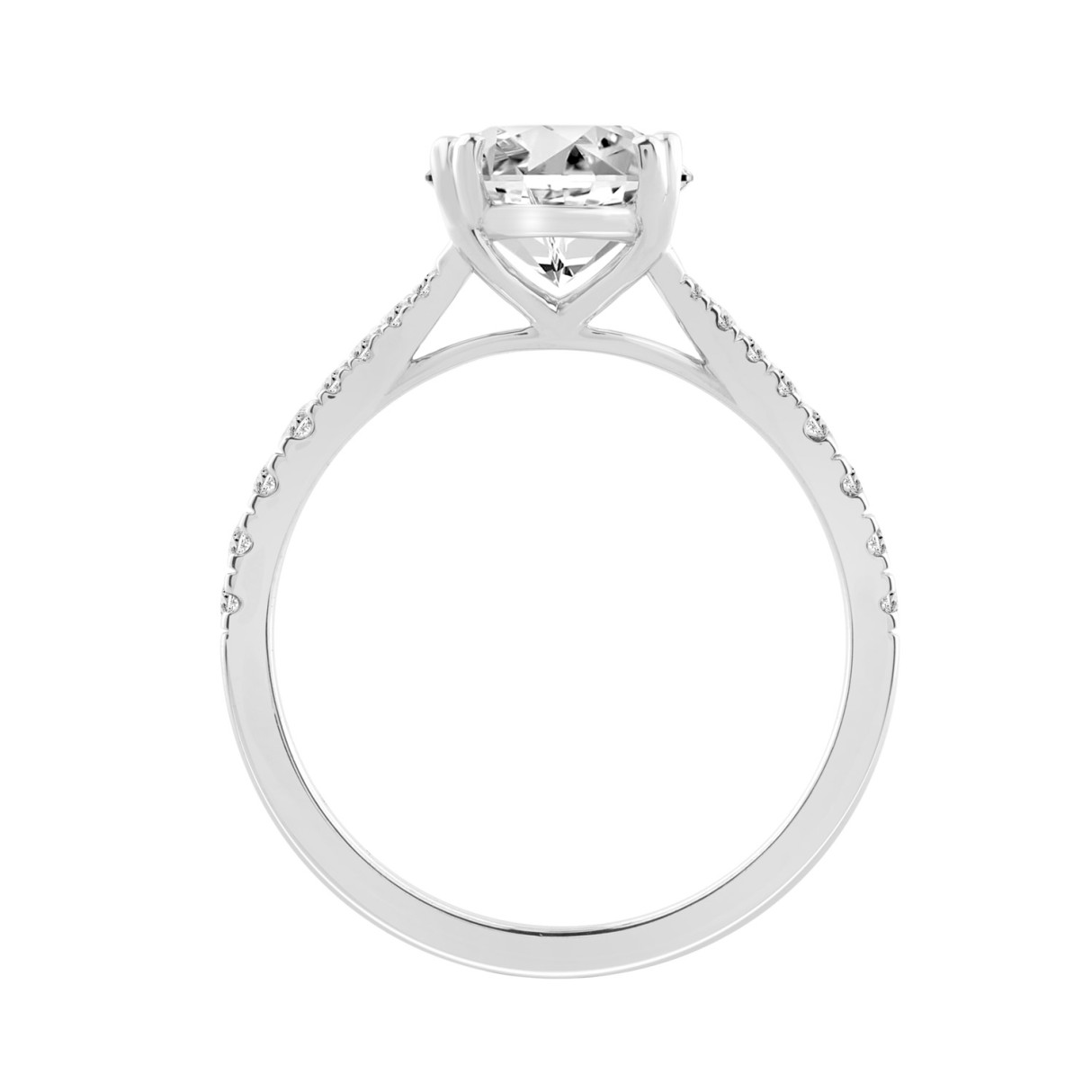 14K WHITE GOLD 2 3/4CT ROUND/OVAL DIAMOND LADIES BRIDAL RING (CENTER STONE OVAL DIAMOND 2 1/2CT)