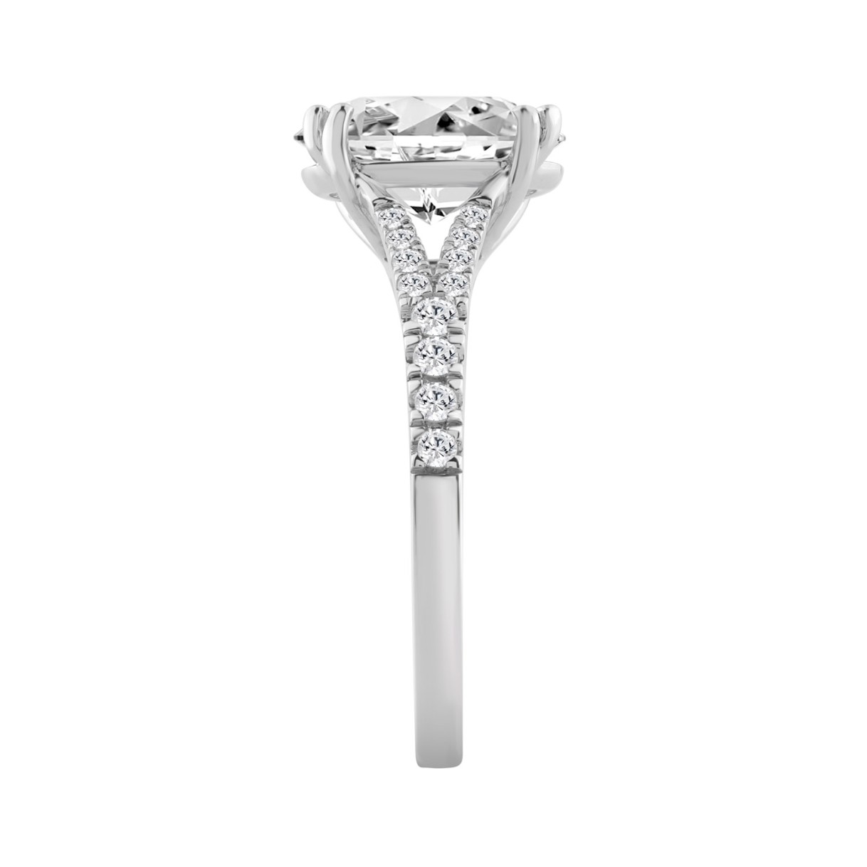 14K WHITE GOLD 2 3/4CT ROUND/OVAL DIAMOND LADIES BRIDAL RING (CENTER STONE OVAL DIAMOND 2 1/2CT)