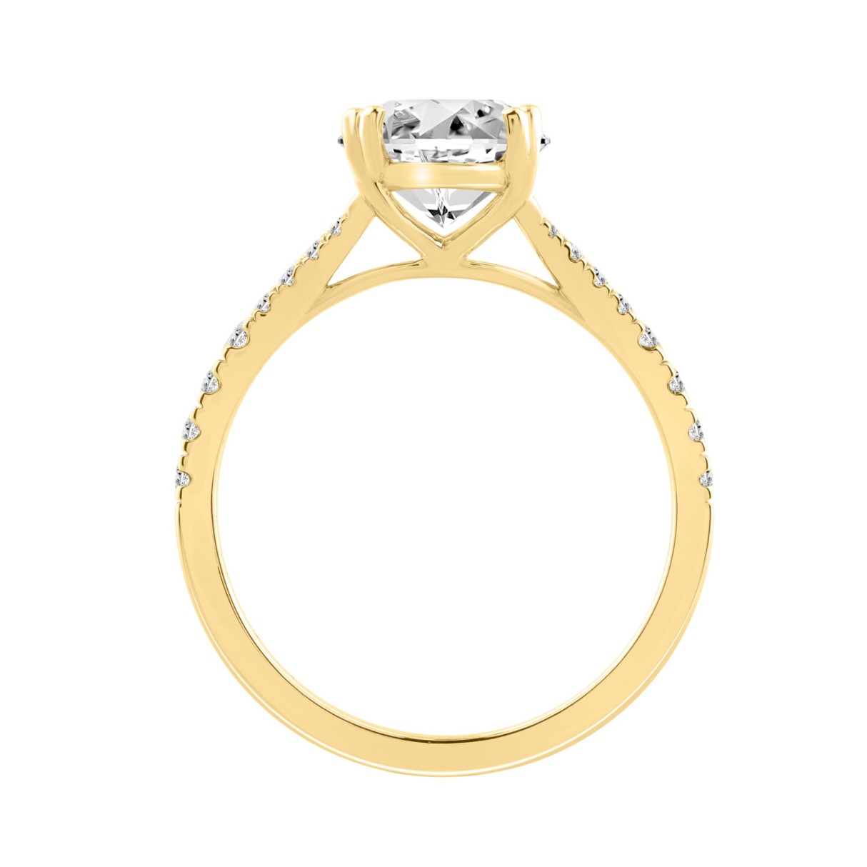 14K YELLOW GOLD 2 3/4CT ROUND/OVAL DIAMOND LADIES BRIDAL RING (CENTER STONE OVAL DIAMOND 2 1/2CT)
