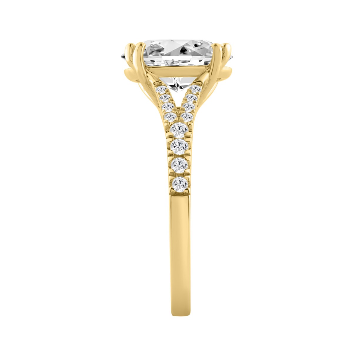 14K YELLOW GOLD 2 3/4CT ROUND/OVAL DIAMOND LADIES BRIDAL RING (CENTER STONE OVAL DIAMOND 2 1/2CT)