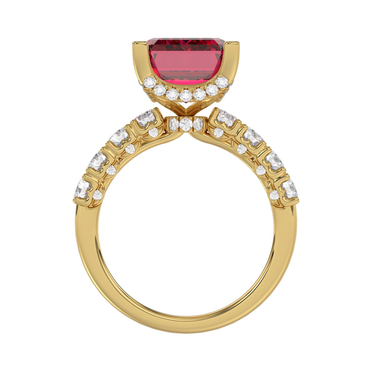 14K YELLOW GOLD 12 1/6CT ROUND/EMERALD RUBY DIAMOND LADIES RING (CENTER STONE EMERALD RUBY DIAMOND 11 1/6CT)