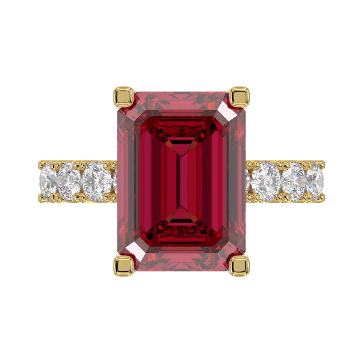 14K YELLOW GOLD 12 1/6CT ROUND/EMERALD RUBY DIAMOND LADIES RING (CENTER STONE EMERALD RUBY DIAMOND 11 1/6CT)