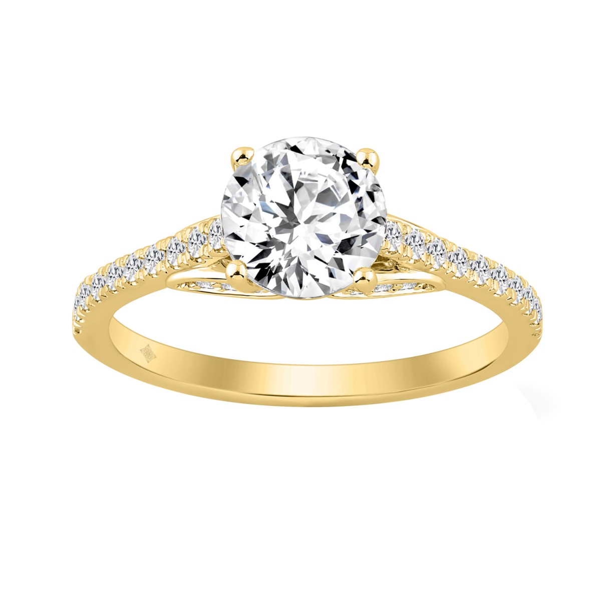14K YELLOW GOLD 1 1/2CT ROUND DIAMOND LADIES BRIDA...