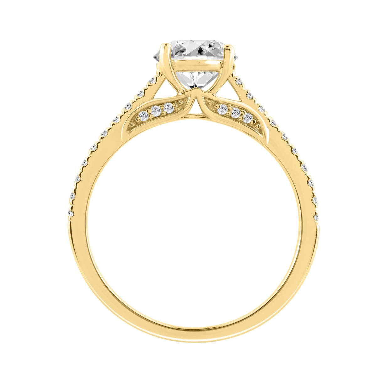 14K YELLOW GOLD 1 1/2CT ROUND DIAMOND LADIES BRIDAL RING (CENTER STONE ROUND DIAMOND 1 1/4CT)