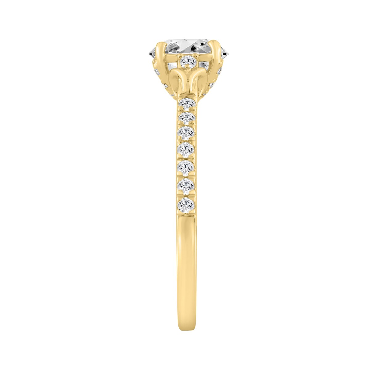 14K YELLOW GOLD 1.00CT ROUND/OVAL DIAMOND LADIES BRIDAL RING (CENTER STONE OVAL DIAMOND 3/4CT)