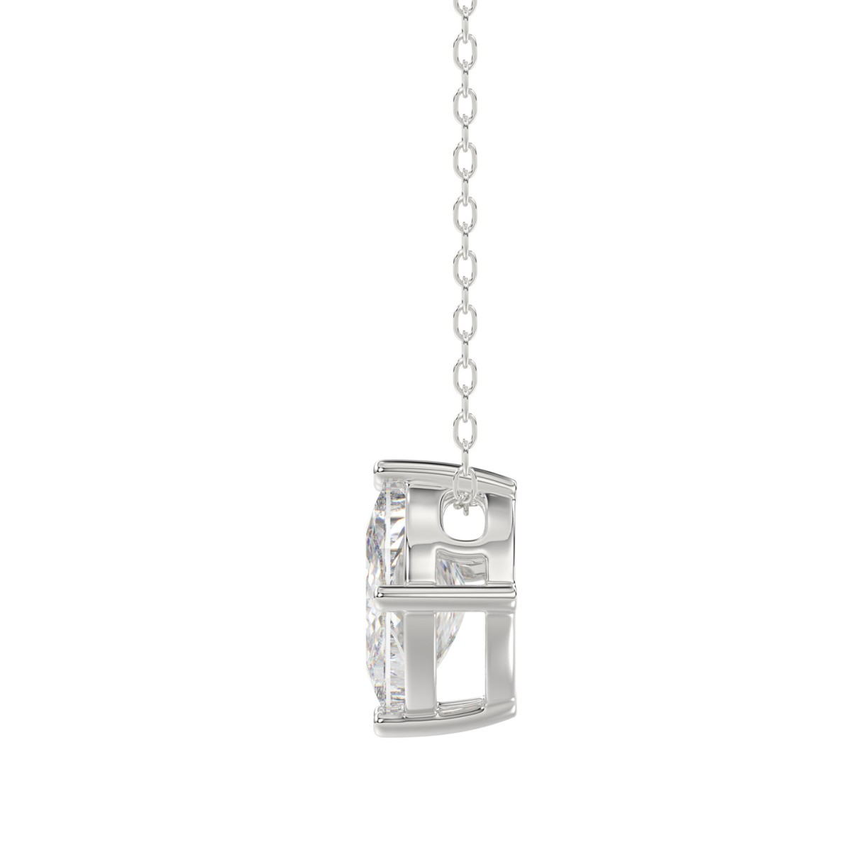 14K WHITE GOLD 2 1/3CT FANCY CUT ALPHABET DIAMOND LADIES PENDANT WITH CHAIN