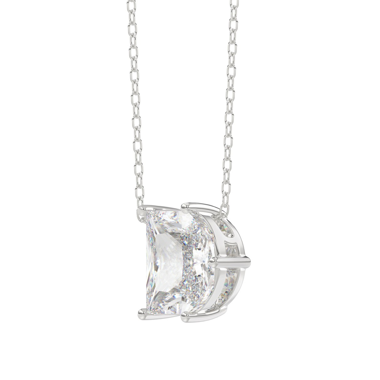 14K WHITE GOLD 2 1/3CT FANCY CUT ALPHABET DIAMOND LADIES PENDANT WITH CHAIN
