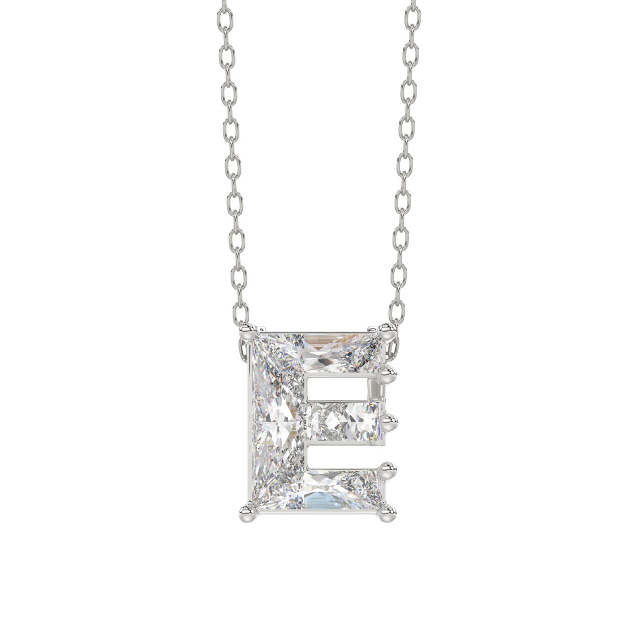 14K WHITE GOLD 1 1/4CT FANCY CUT ALPHABET DIAMOND LADIES PENDANT WITH CHAIN