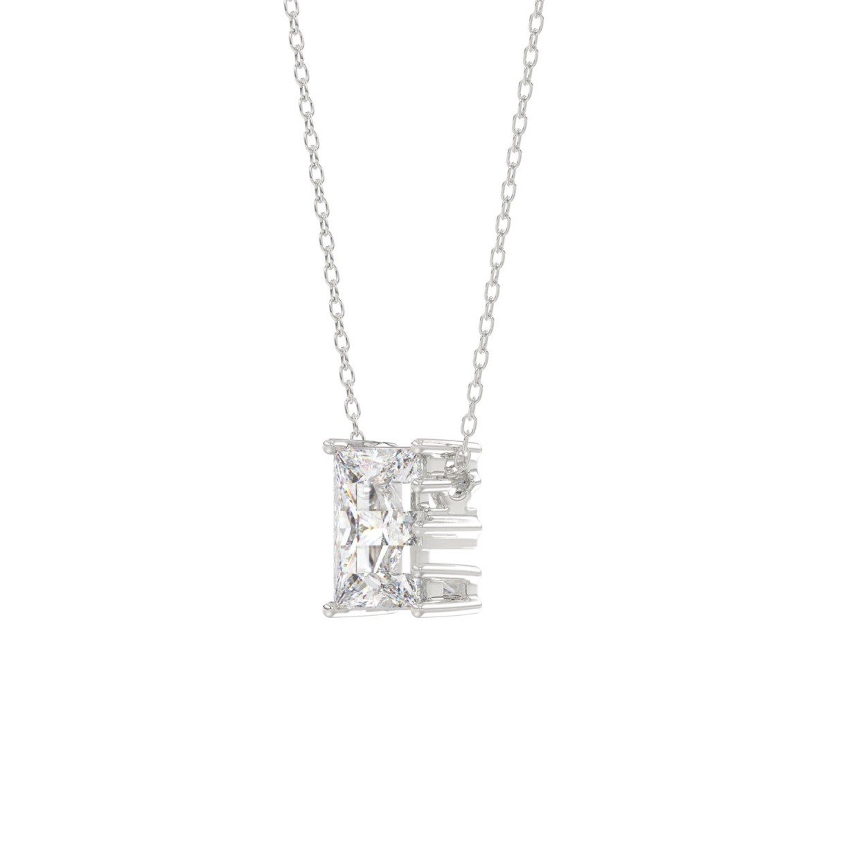 14K WHITE GOLD 1 1/2CT FANCY CUT ALPHABET DIAMOND LADIES PENDANT WITH CHAIN