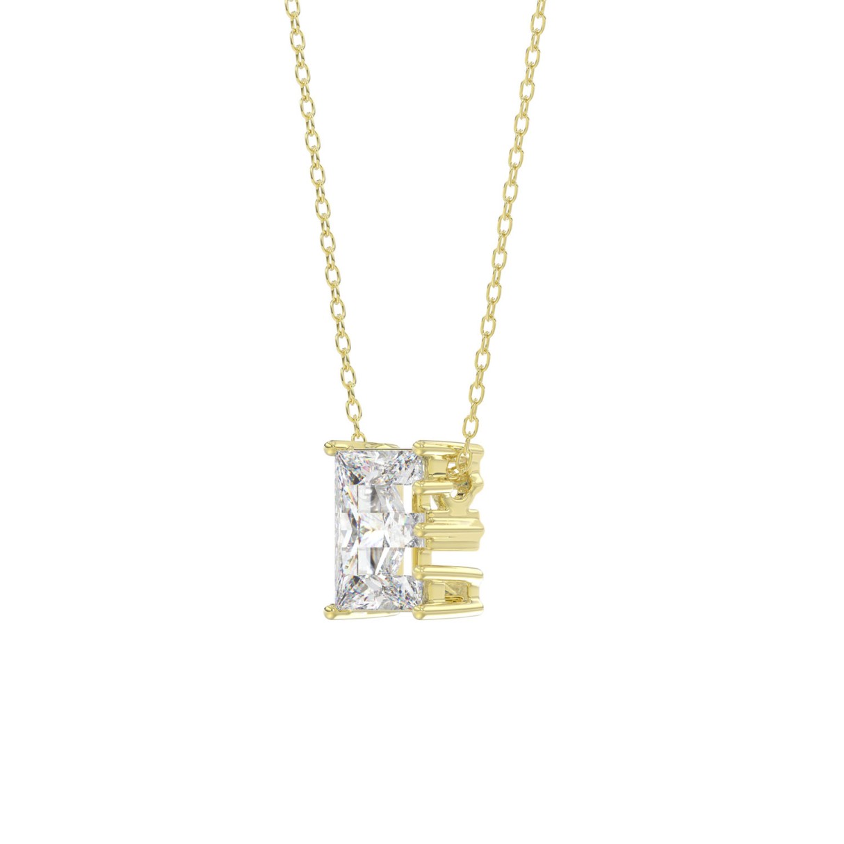 14K YELLOW GOLD 1 1/2CT FANCY CUT ALPHABET DIAMOND LADIES PENDANT WITH CHAIN