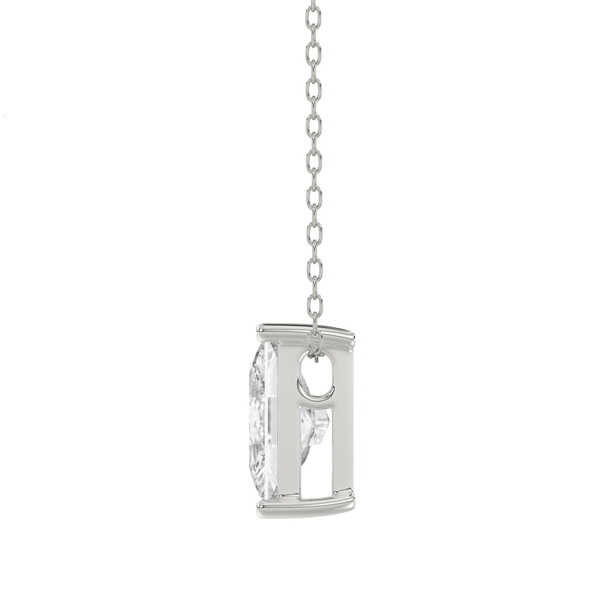 14K WHITE GOLD 1 1/3CT FANCY CUT ALPHABET DIAMOND LADIES PENDANT WITH CHAIN