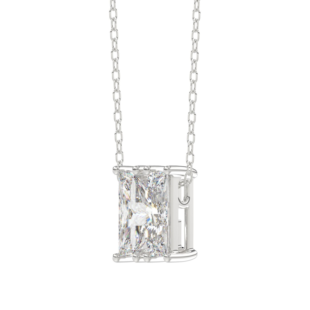 14K WHITE GOLD 1 1/3CT FANCY CUT ALPHABET DIAMOND LADIES PENDANT WITH CHAIN