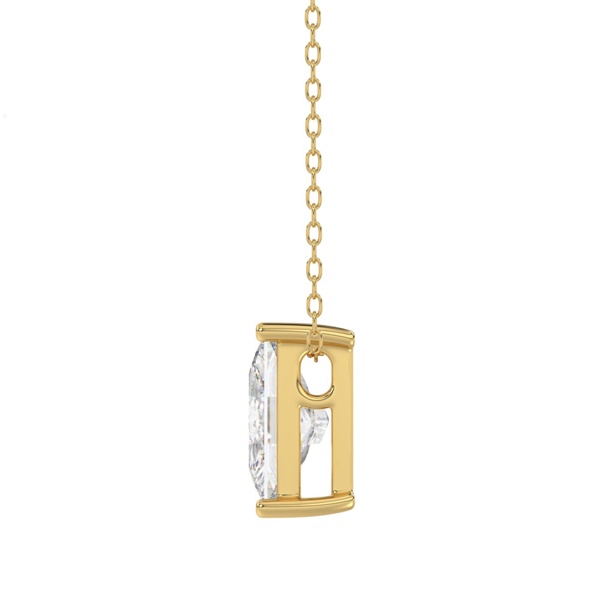 14K YELLOW GOLD 1 1/3CT FANCY CUT ALPHABET DIAMOND LADIES PENDANT WITH CHAIN