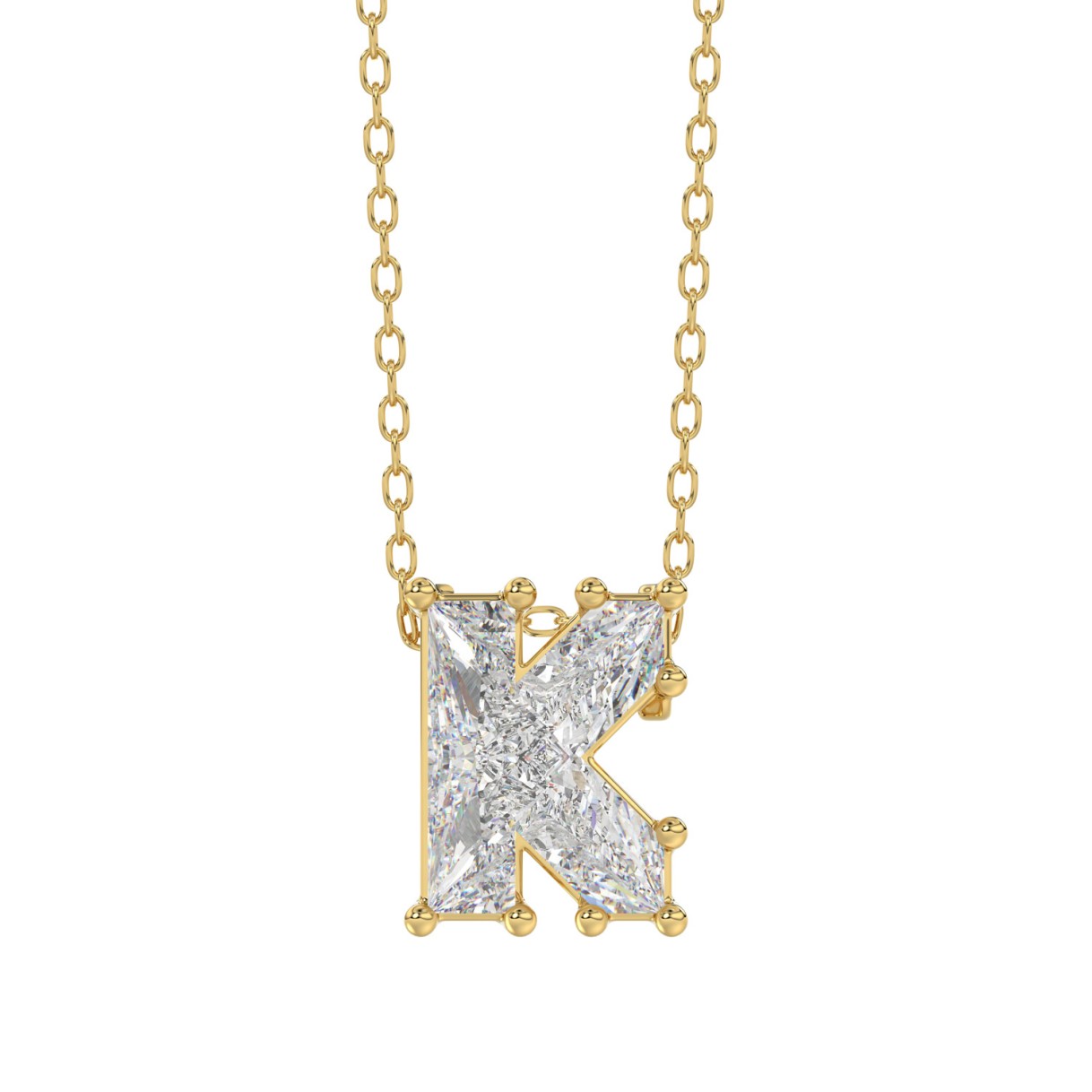 14K YELLOW GOLD 1 1/2CT FANCY CUT ALPHABET DIAMOND LADIES PENDANT WITH CHAIN