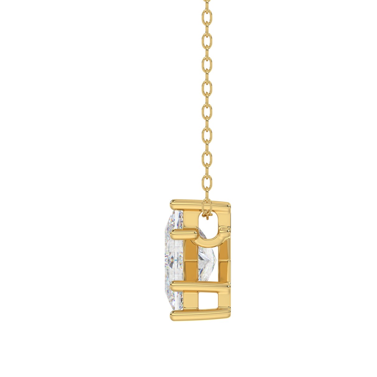 14K YELLOW GOLD 1 1/2CT FANCY CUT ALPHABET DIAMOND LADIES PENDANT WITH CHAIN