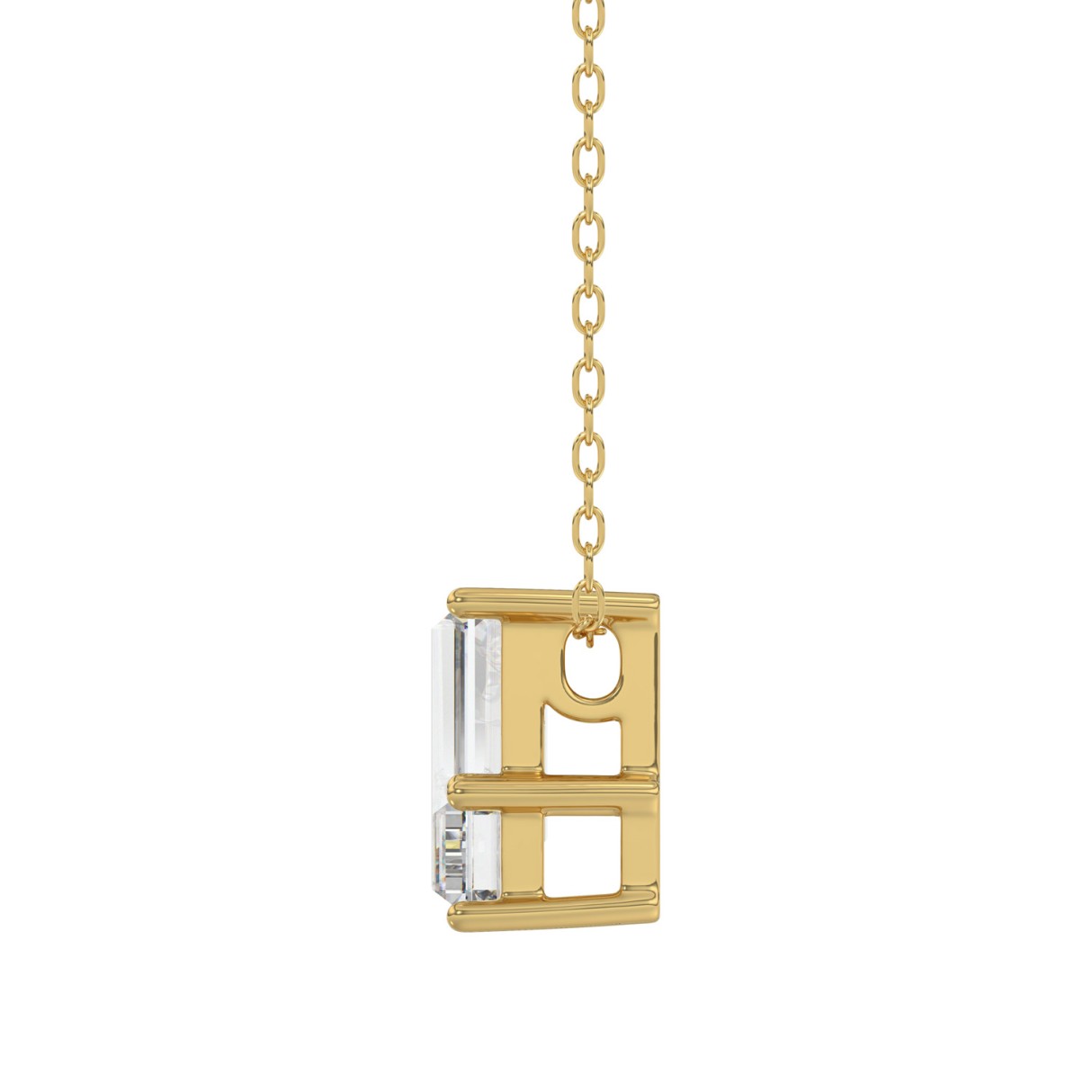 14K YELLOW GOLD 1 1/3CT FANCY CUT ALPHABET DIAMOND LADIES PENDANT WITH CHAIN