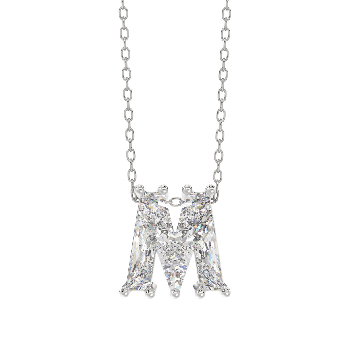 14K WHITE GOLD 1 5/8CT FANCY CUT ALPHABET DIAMOND LADIES PENDANT WITH CHAIN