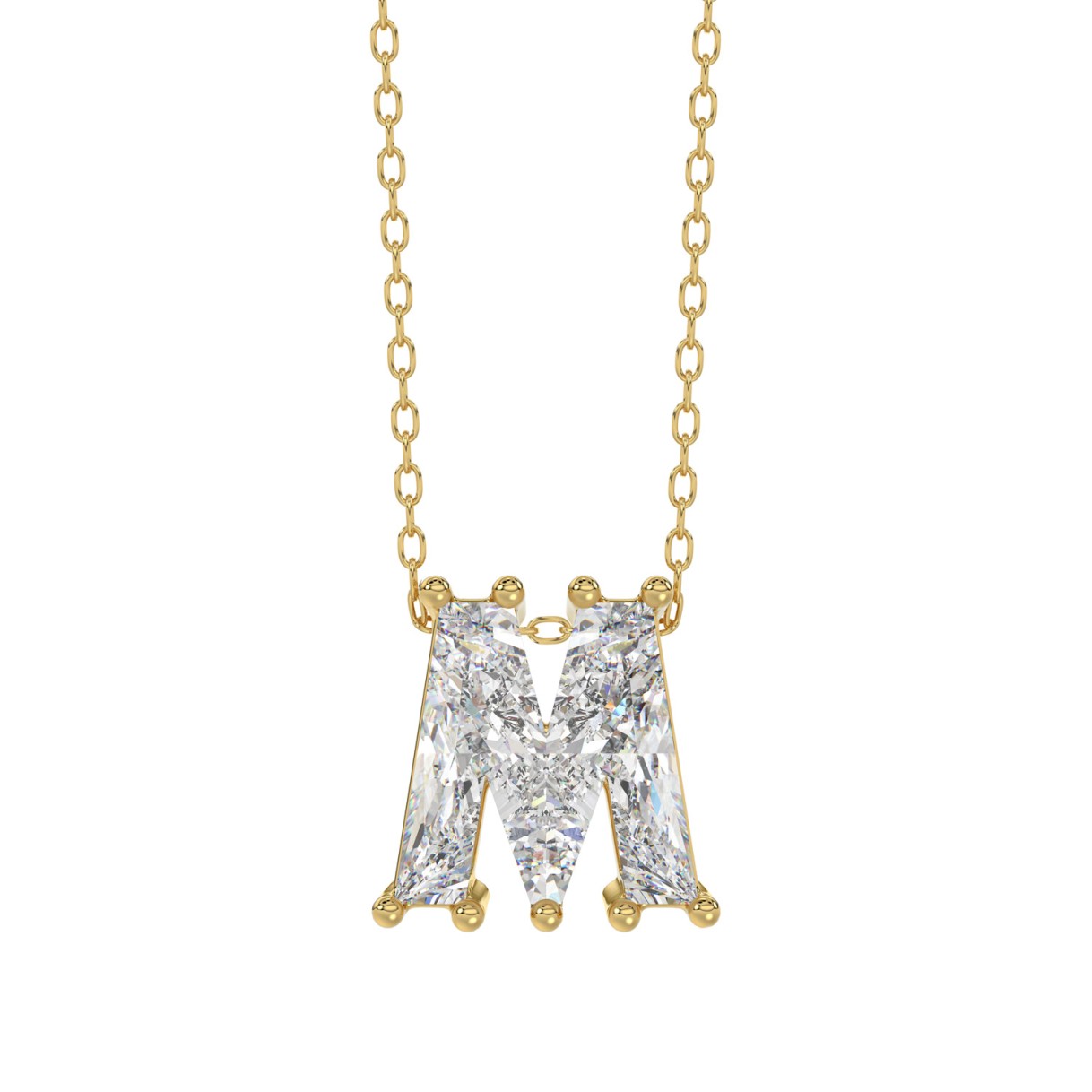 14K YELLOW GOLD 1 5/8CT FANCY CUT ALPHABET DIAMOND LADIES PENDANT WITH CHAIN