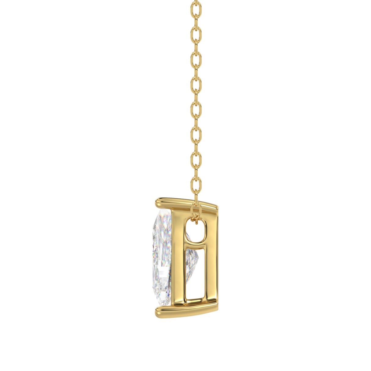 14K YELLOW GOLD 1 5/8CT FANCY CUT ALPHABET DIAMOND LADIES PENDANT WITH CHAIN