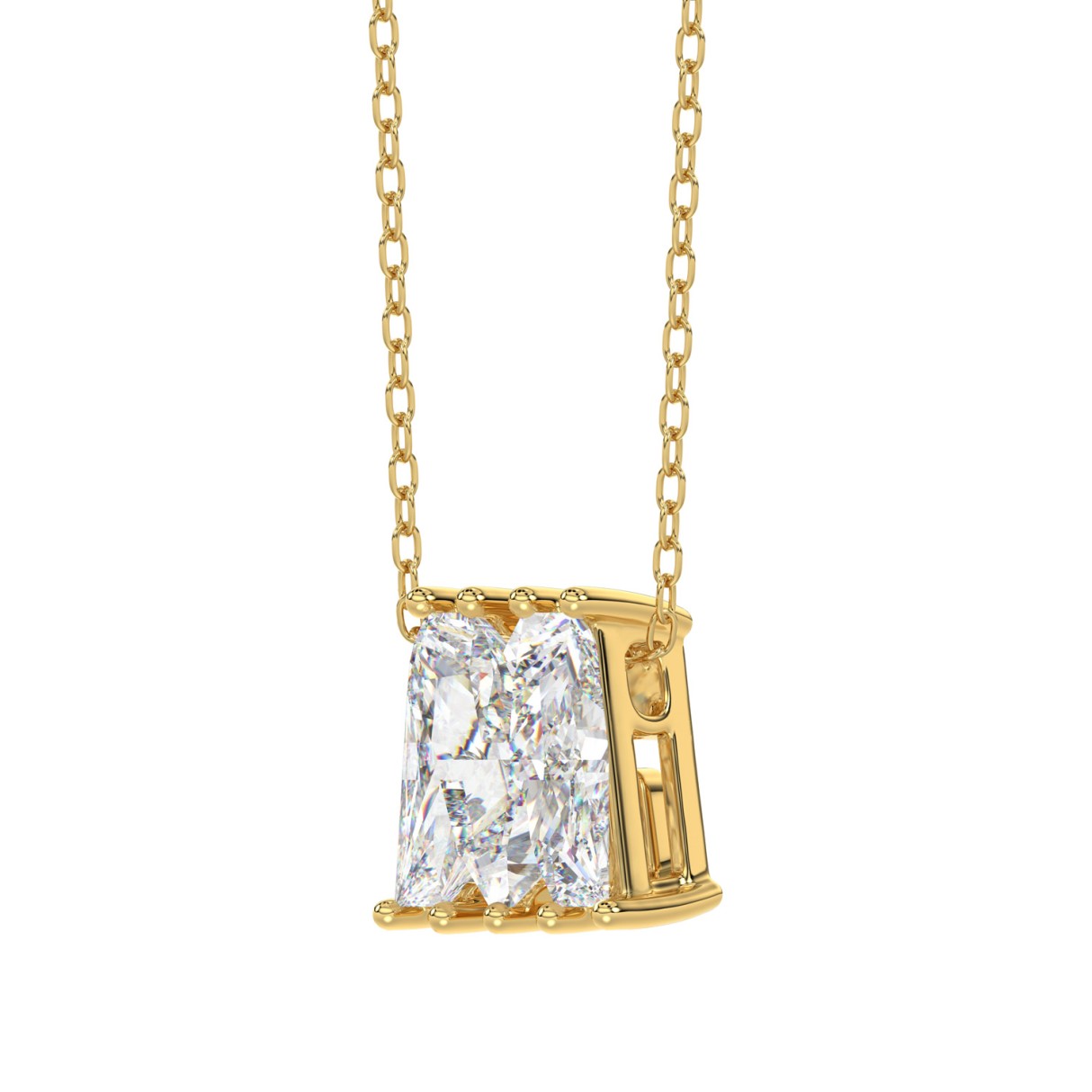 14K YELLOW GOLD 1 5/8CT FANCY CUT ALPHABET DIAMOND LADIES PENDANT WITH CHAIN