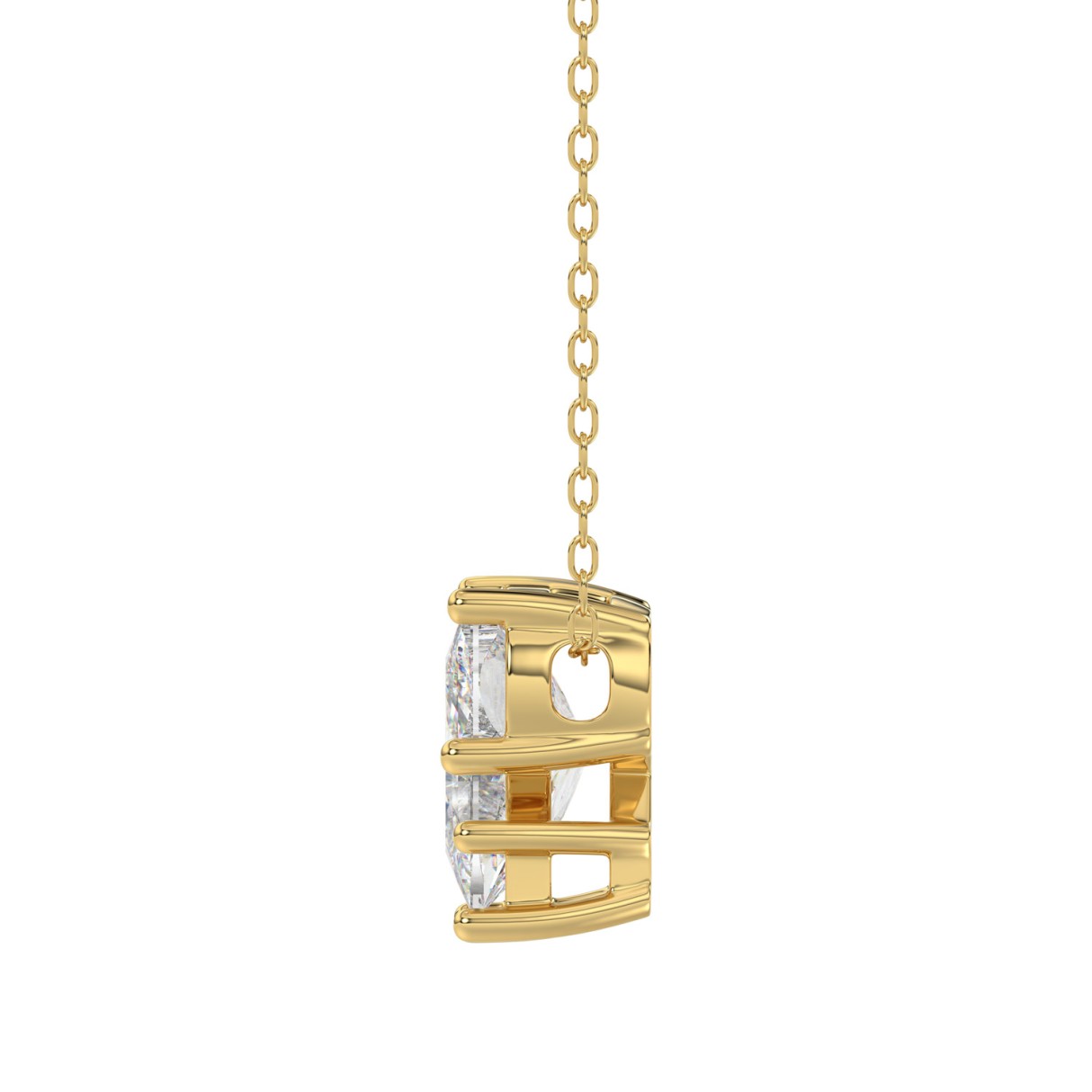 14K YELLOW GOLD 1 5/8CT FANCY CUT ALPHABET DIAMOND LADIES PENDANT WITH CHAIN