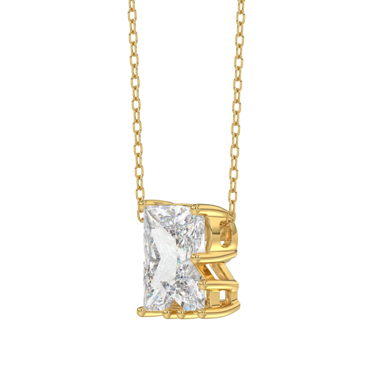 14K YELLOW GOLD 1 5/8CT FANCY CUT ALPHABET DIAMOND LADIES PENDANT WITH CHAIN