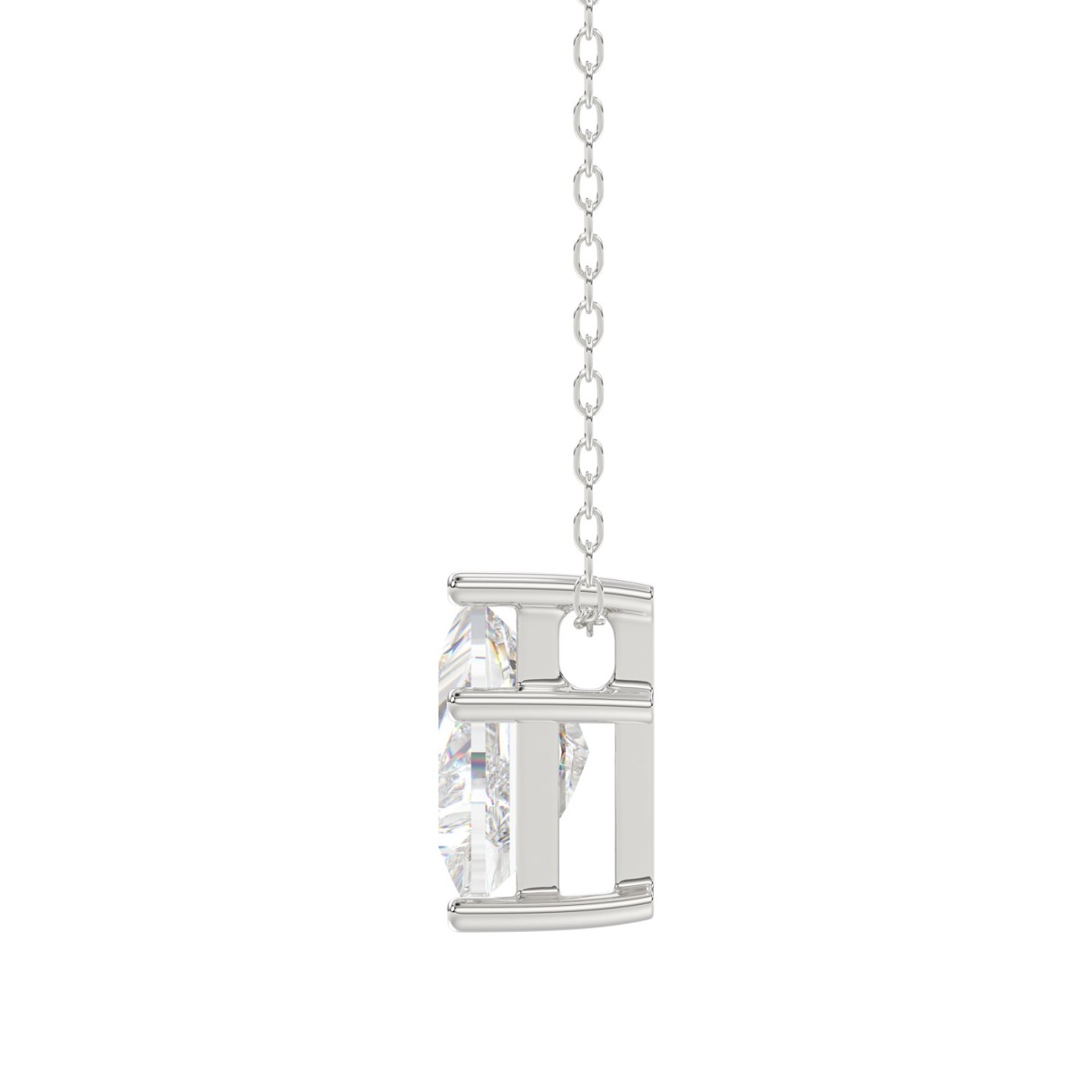 14K WHITE GOLD 1.00CT FANCY CUT ALPHABET DIAMOND LADIES PENDANT WITH CHAIN